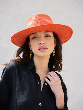 Sombrero de Paja Florida Coral - Estilo Fedora - Raceu Hats