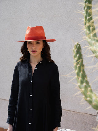 Sombrero de Paja Florida Coral - Estilo Fedora - Raceu Hats