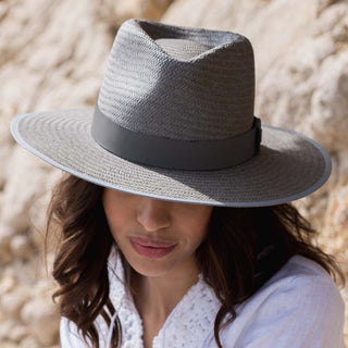 Sombrero de Paja Florida Gris - Estilo Fedora - Raceu Hats