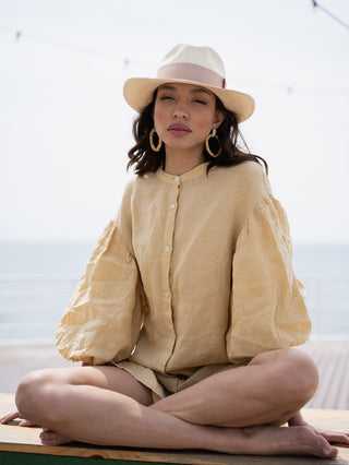 Sombrero Mujer Panamá Cuenca Natural con cinta Beige - Raceu Hats