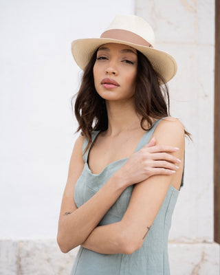 Sombrero Mujer Panamá Cuenca Natural con cinta Marrón - Raceu Hats
