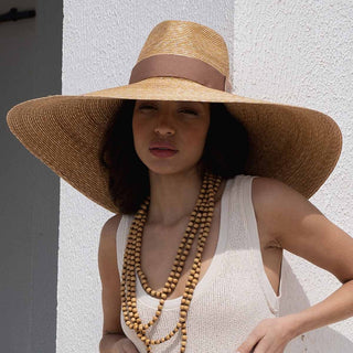 Sombrero Ala Ancha Extragrande con Cinta Marrón Ombre Raceu Hats