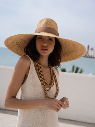 Sombrero Ala Ancha Extragrande con Cinta Marrón Ombre Raceu Hats