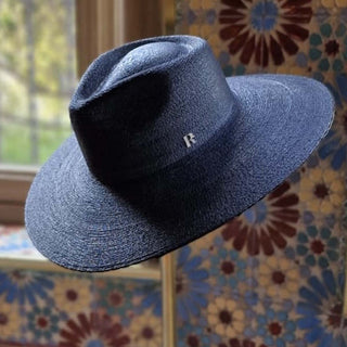 Sombrero de Palma Mejicana en color Negro - Estilo Fedora Ala Ancha - Raceu Hats