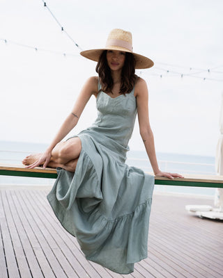 Sombrero Belair Ala Ancha de Paja Cosida decorado con Cinta Beige Raceu Hats