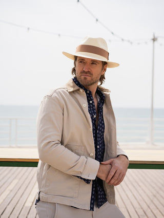 Sombrero Hombre Panamá Cuenca Natural con cinta Marrón - Raceu Hats