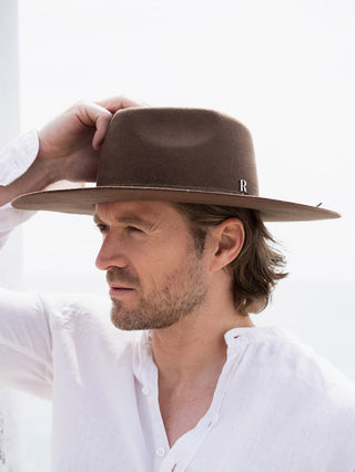 Sombrero Fedora Hombre en Fieltro de Lana Marrón Petra - Raceu Hats