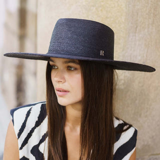 Sombrero de Palma Mejicana en color Negro - Estilo Fedora Ala Ancha - Raceu Hats