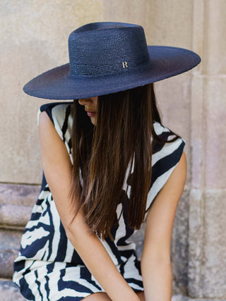 Sombrero de Palma Mejicana en color Negro - Estilo Fedora Ala Ancha - Raceu Hats