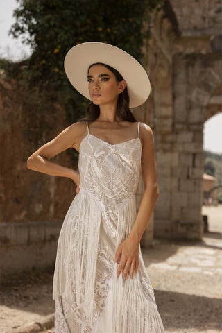 Sombrero Novia Ala Ancha en Fieltro Blanco Roto - Torino - Copa y Ala Rígida - Raceu Hats