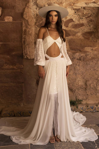 Sombrero Novia Ala Ancha en Fieltro Blanco Roto - Torino - Copa y Ala Rígida - Raceu Hats