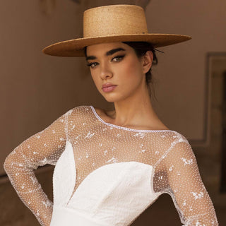 Sombrero de Novia Estilo Canotier Ala Ancha Puebla - Especial Sombreros de Bodas