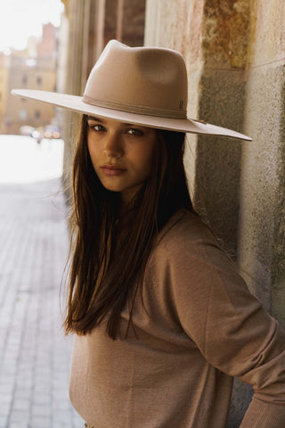 Sombrero Mujer Ala Ancha Fieltro de Lana Cappuccino - Miro - Raceu Hats