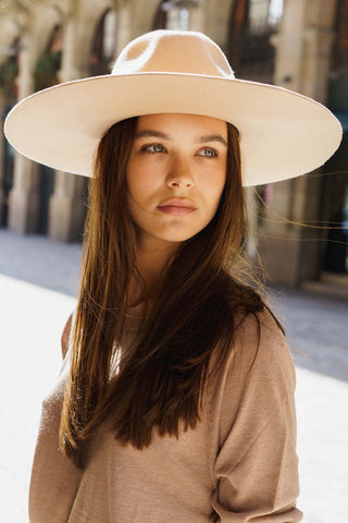 Sombrero Mujer Ala Ancha Fieltro de Lana Cappuccino - Miro - Raceu Hats