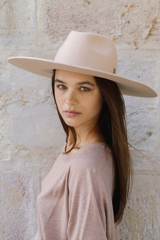 Sombrero Mujer Ala Ancha Fieltro de Lana Cappuccino - Miro - Raceu Hats