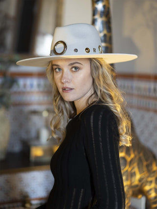 Sombrero Fedora Mujer Ala Ancha Blanco Roto CHASER