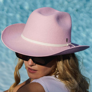 Sombrero Vaquero Rosa Mujer en Fieltro de Lana - Kansas - Raceu Hats
