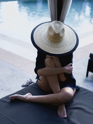 Sombrero de Paja de Trigo Ala Ancha Color Natural Borde Negro SILEMA - Raceu Hats