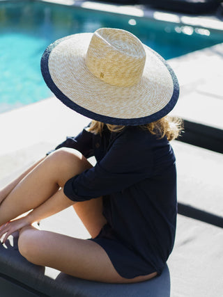 Sombrero de Paja de Trigo Ala Ancha Color Natural Borde Negro SILEMA - Raceu Hats