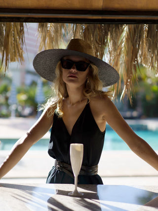 Sombrero de Paja Ala Ancha Bicolor Natural & Negro MEDINA - Raceu Hats