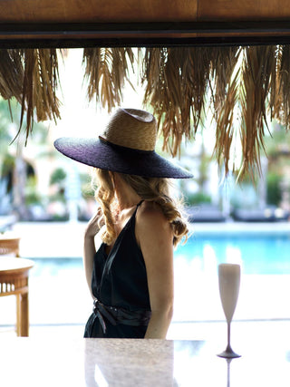 Sombrero de Paja Ala Ancha Bicolor Natural & Negro MEDINA - Raceu Hats