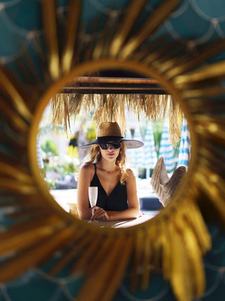 Sombrero de Paja Ala Ancha Bicolor Natural & Negro MEDINA - Raceu Hats