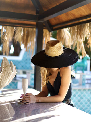Sombrero de Paja Ala Ancha Bicolor Natural & Negro MEDINA - Raceu Hats