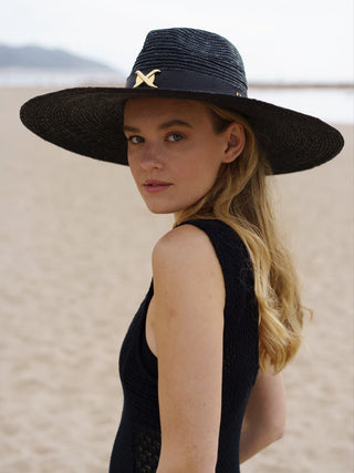 Sombrero Fedora Ala Ancha de Paja color Negro LEFKA - Raceu Hats