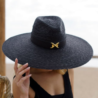 Sombrero Fedora Ala Ancha de Paja color Negro LEFKA - Raceu Hats