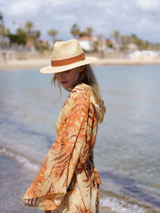 Sombrero Fedora Mujer Ala Corta Cinta Piel Marrón CHICAGO - Raceu Hats