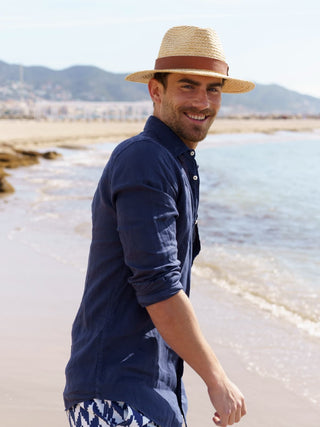 Sombrero Fedora Hombre Ala Corta Cinta Piel Marrón CHICAGO - Raceu Hats