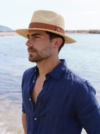 Sombrero Fedora Hombre Ala Corta Cinta Piel Marrón CHICAGO - Raceu Hats