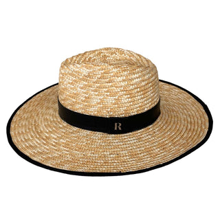 Sombrero de Paja de Trigo con Cinta de Piel Negra - Raceu Hats