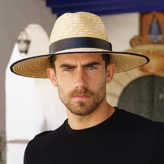 Sombrero de Paja de Trigo con Cinta de Piel Negra - Raceu Hats
