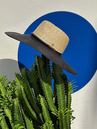 Sombrero de Paja Ala Ancha Bicolor Natural & Negro MEDINA - Raceu Hats