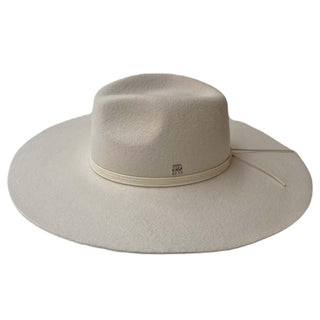 Sombrero Fieltro Ala Ancha Canotier Torino Blanco Roto
