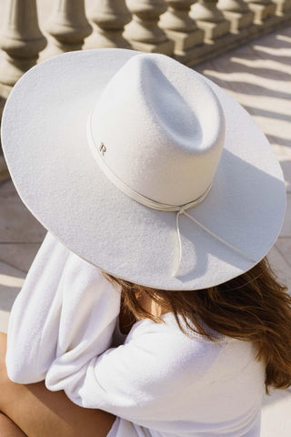 Sombrero Fieltro Ala Ancha Canotier Torino Blanco Roto