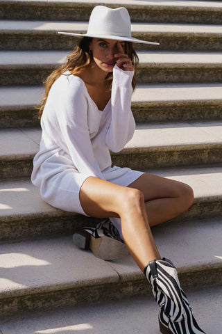 Sombrero Mujer Ala Ancha en 100% Fieltro de Lana Color Blanco Roto - Miro - Raceu Hats