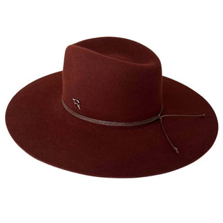 Sombrero de Ala Amplia Estilo Fedora en Original Color Terracota y Confeccionado en 100% Fieltro de Lana - Raceu Hats