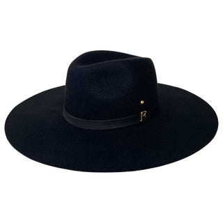 Sombrero hecho en 100% Fieltro de Lana color Negro, de Ala Ancha y Rígida - Hecho en España - Raceu Hats
