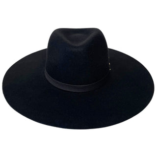 Sombrero hecho en 100% Fieltro de Lana color Negro, de Ala Ancha y Rígida - Hecho en España - Raceu Hats