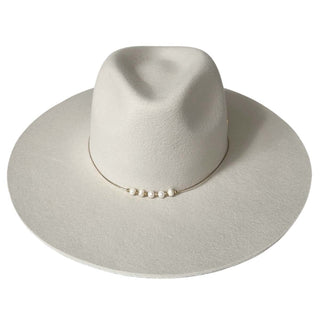 Sombrero de Fieltro para Mujer, 100% Lana en Color Blanco Roto - Raceu Htas