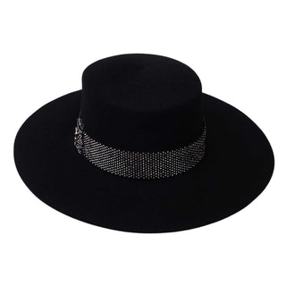 Sombrero Canotier Negro Ala Ancha HERMIS