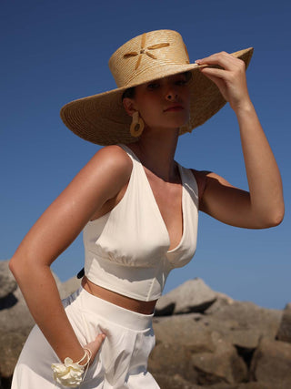 Elegancia Atemporal con nuestro Sombrero Canotier de Ala Ancha en color Natural - Raceu Hats