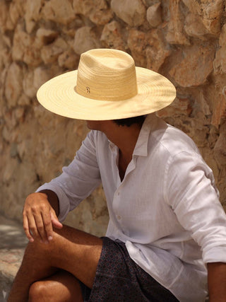 Sombrero Panamá Fedora Hombre Natural NAPOLES - Tejido a mano con 100% paja de toquilla natural en Ecuador - Raceu Hats