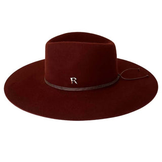 Sombrero Fedora en 100% Fieltro de Lana y color Terracota, de Ala Ancha y Rígida con Cinta Grosgain al Tono - Raceu Hats