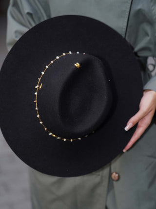 Sombrero Mujer Negro Estilo Fedora en 100% Fieltro de Lana - Hecho en España - Raceu Hats