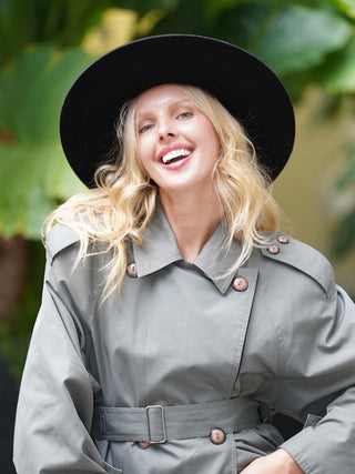 Sombrero Mujer Negro Estilo Fedora en 100% Fieltro de Lana - Hecho en España - Raceu Hats