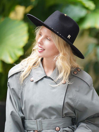 Sombrero Mujer Negro Estilo Fedora en 100% Fieltro de Lana - Hecho en España - Raceu Hats