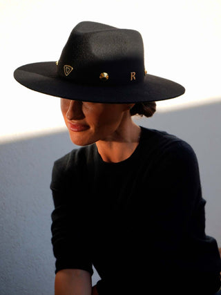 Sombrero Mujer Negro de Fieltro de Lana con Ala Media - Ala de 9,5 cm y copa de 10 cm - Raceu Hats